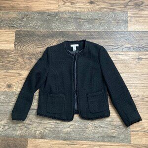 H&M Black Textured Jacket Size 12 28% wool